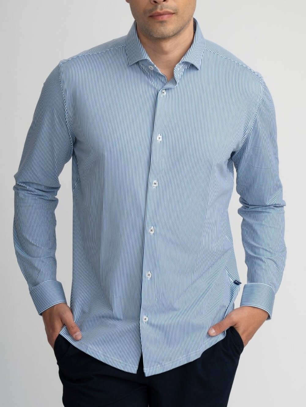 Stone Rose microstripe button down shirt blue, white men's size 3